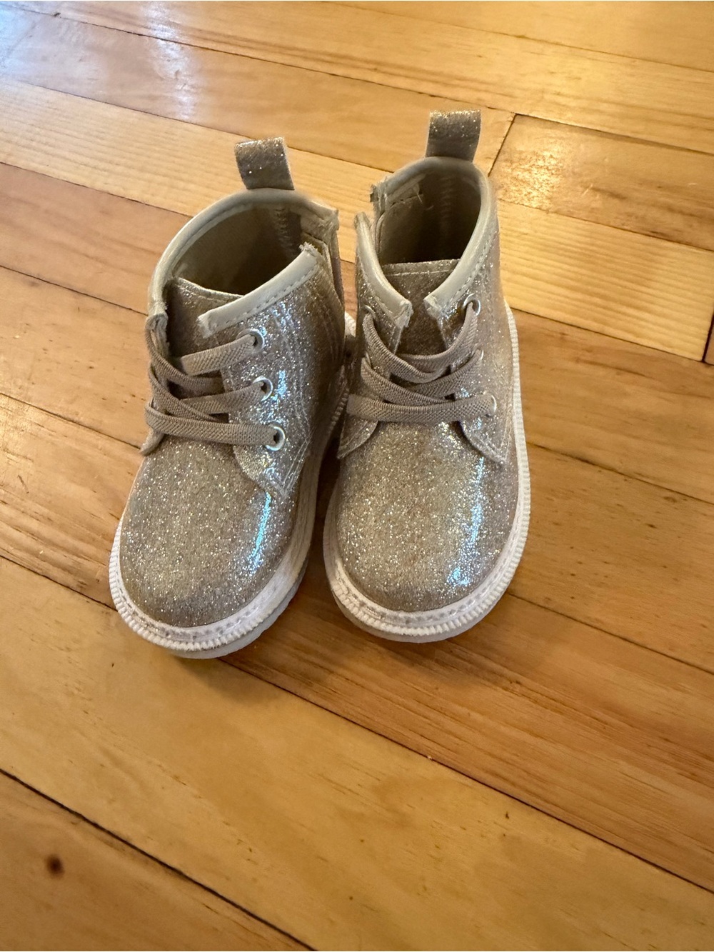 Kids Glitter High-Top Sneakers - Silver